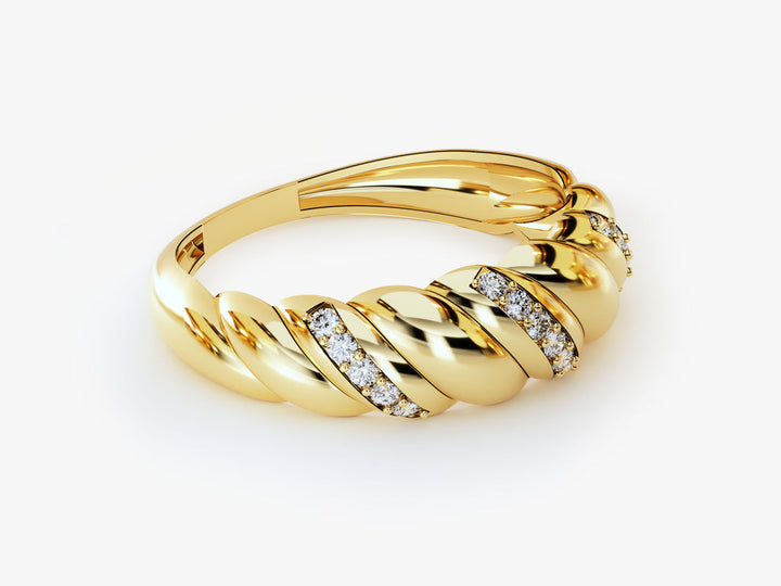 Pave Round Lab Diamond Croissant Ring For Women