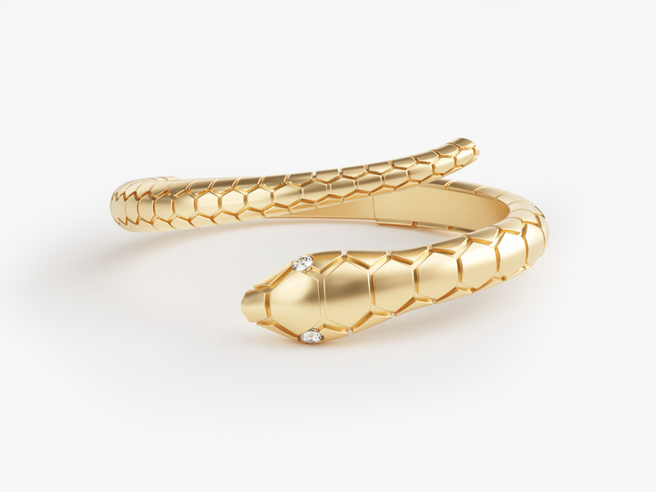Minimalist Snake Ring with Diamonds For Women