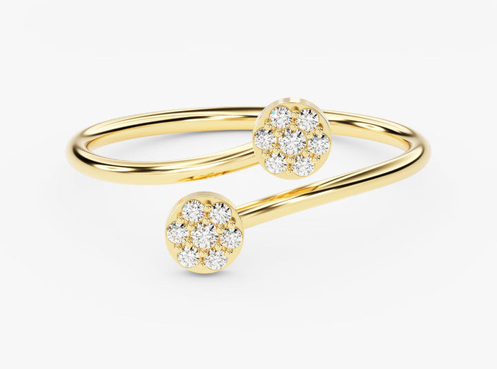 Round Flower Diamond Bypass Engagement Ring