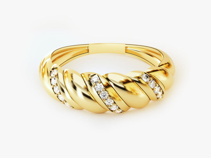 Pave Round Lab Diamond Croissant Ring For Women