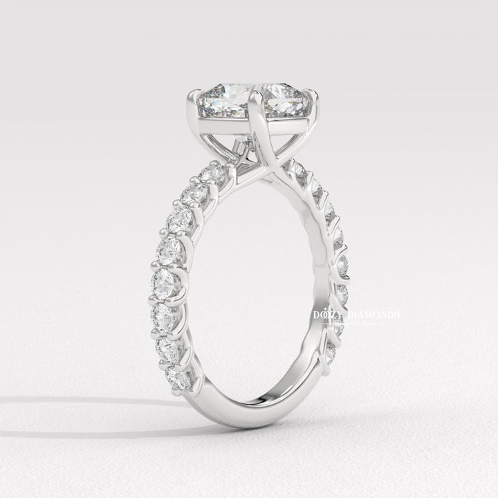 gallery rail ring, yellow gold engagement ring, rose gold engagement ring, gold bridal ring, luxury cushion ring, vintage style engagement ring, modern bridal ring, classic bridal jewelry