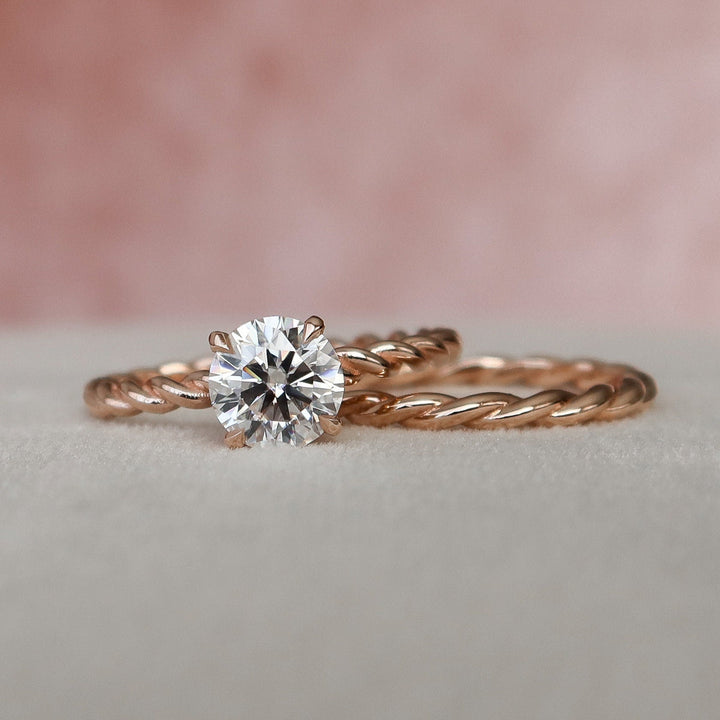 1.15tcw Round Brilliant Cut Moissanite Solitare Bridal Engagement Ring Set