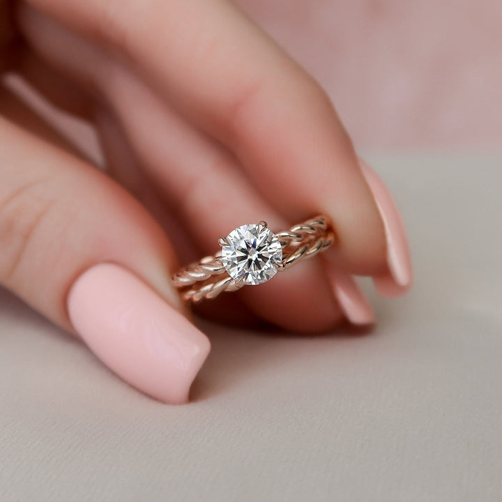 1.15tcw Round Brilliant Cut Moissanite Solitare Bridal Engagement Ring Set