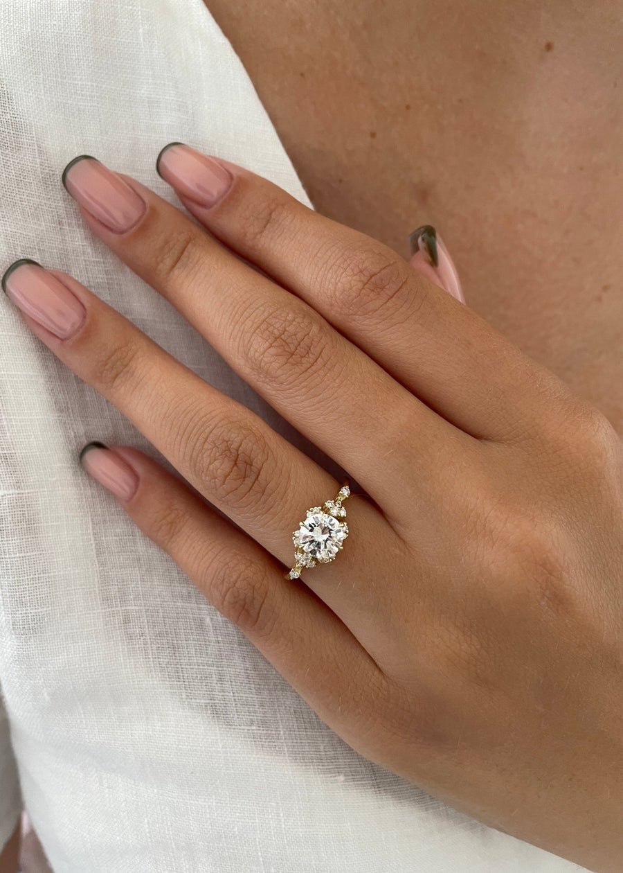 round D VS2 diamond pave engagement ring for women,