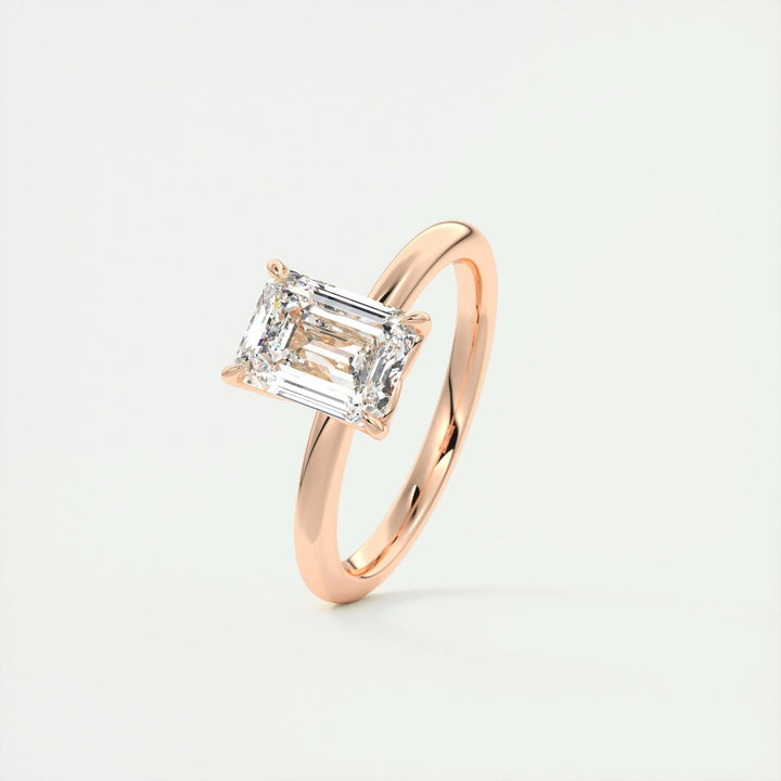 1.75ct Emerald F- VS1 Diamond Solitaire Lab Grown Engagement Ring
