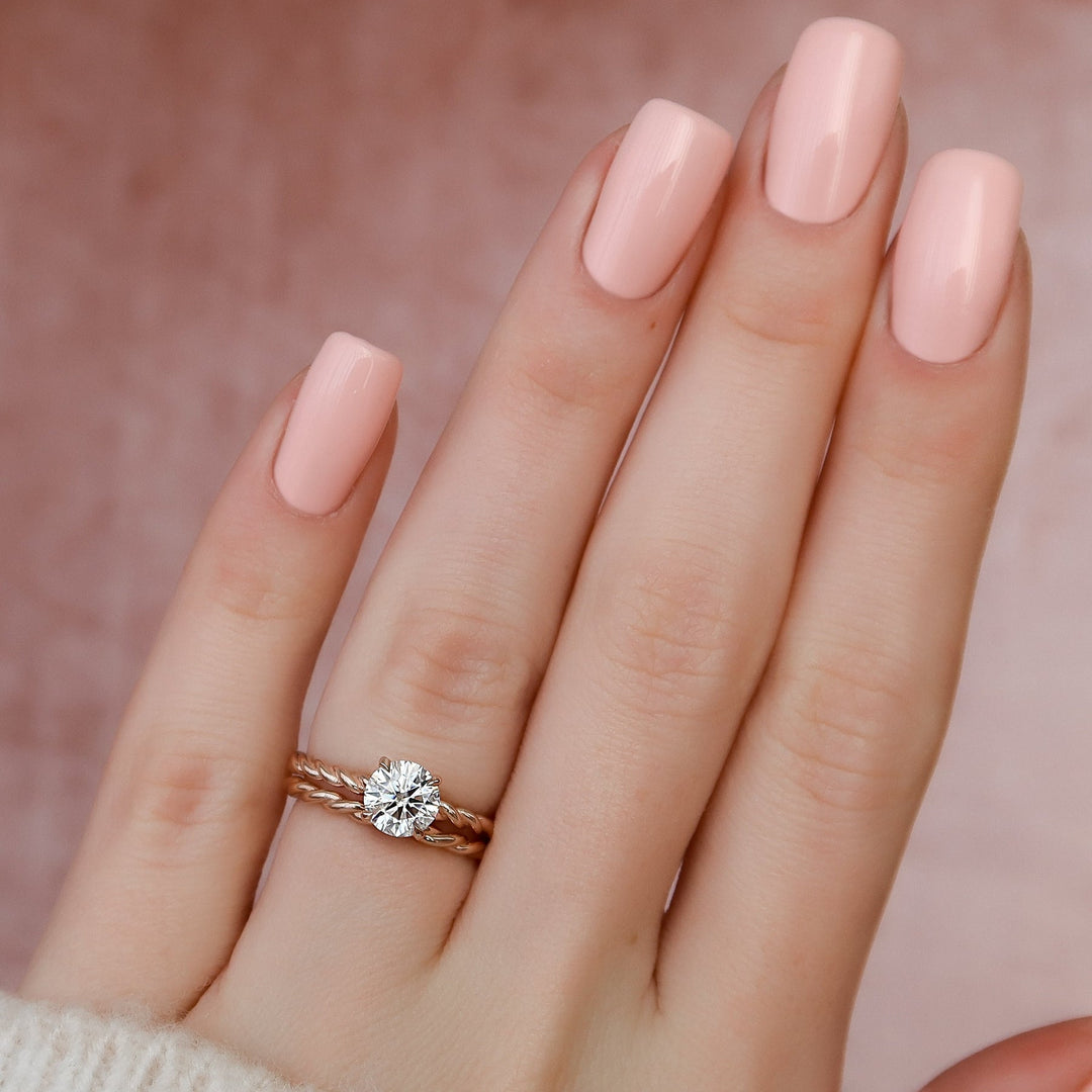 1.15tcw Round Brilliant Cut Moissanite Solitare Bridal Engagement Ring Set