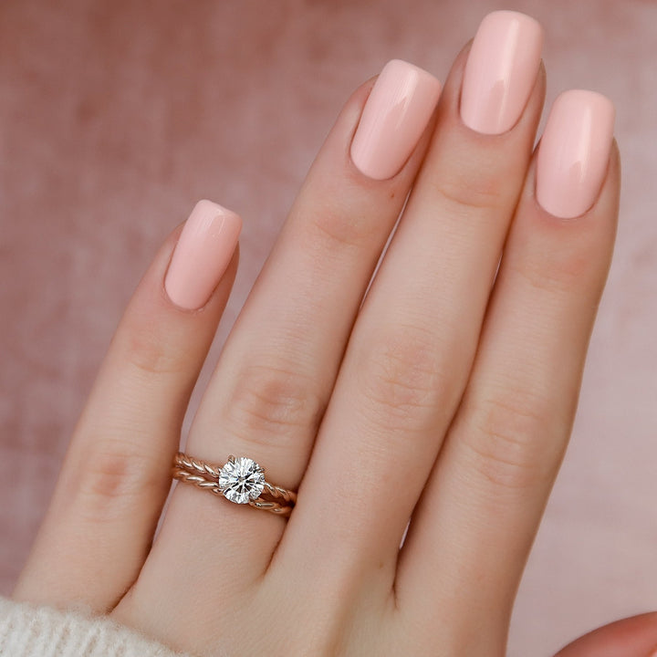1.15tcw Round Brilliant Cut Moissanite Solitare Bridal Engagement Ring Set