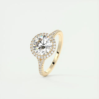 2.0 CT Round Halo Split Shank Moissanite Engagement Ring