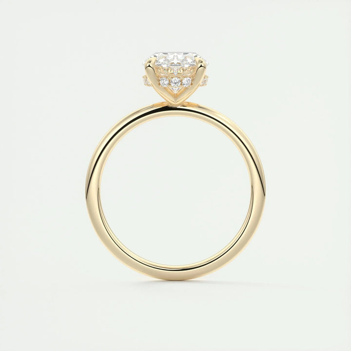 1.91 CT Oval Solitaire Hidden Halo Moissanite Engagement Ring