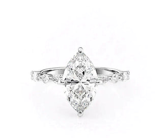 1.58CT Marquise Cut Solitaire Pave Setting Moissanite Engagement Ring