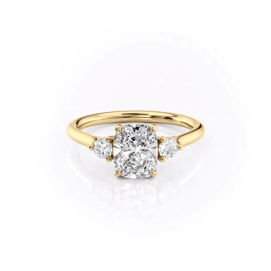 2.0CT Elongated Cushion Cut Three Stone Moissanite Engagement Ring
