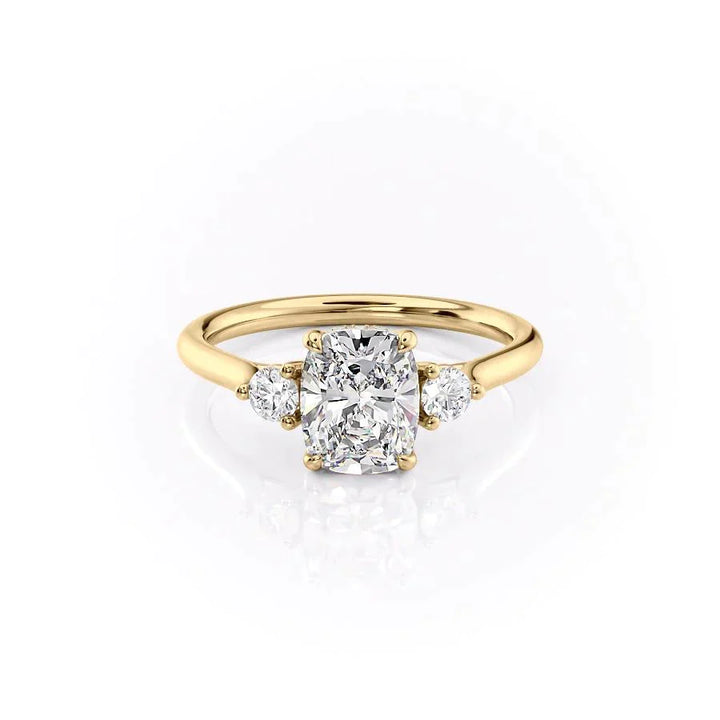 2.0CT Elongated Cushion Cut Three Stone Moissanite Engagement Ring