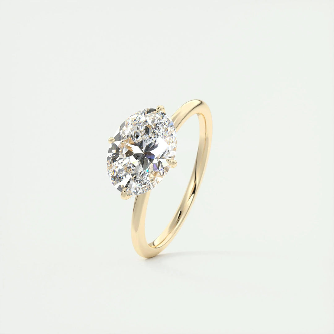 1.91 CT Oval Solitaire Hidden Halo Moissanite Engagement Ring
