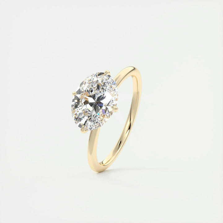 1.91 CT Oval Solitaire Hidden Halo Moissanite Engagement Ring
