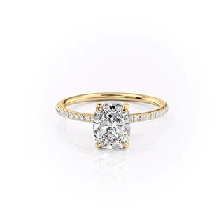 2.0CT Elongated Cushion Cut Hidden Halo Moissanite Engagement Ring