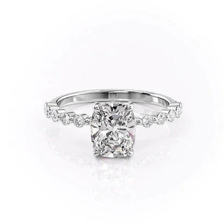 2.0CT Elongated Cushion Cut Hidden Halo Moissanite Engagement Ring