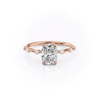 2.0CT Elongated Cushion Cut Solitaire Dainty Style Moissanite Engagement Ring