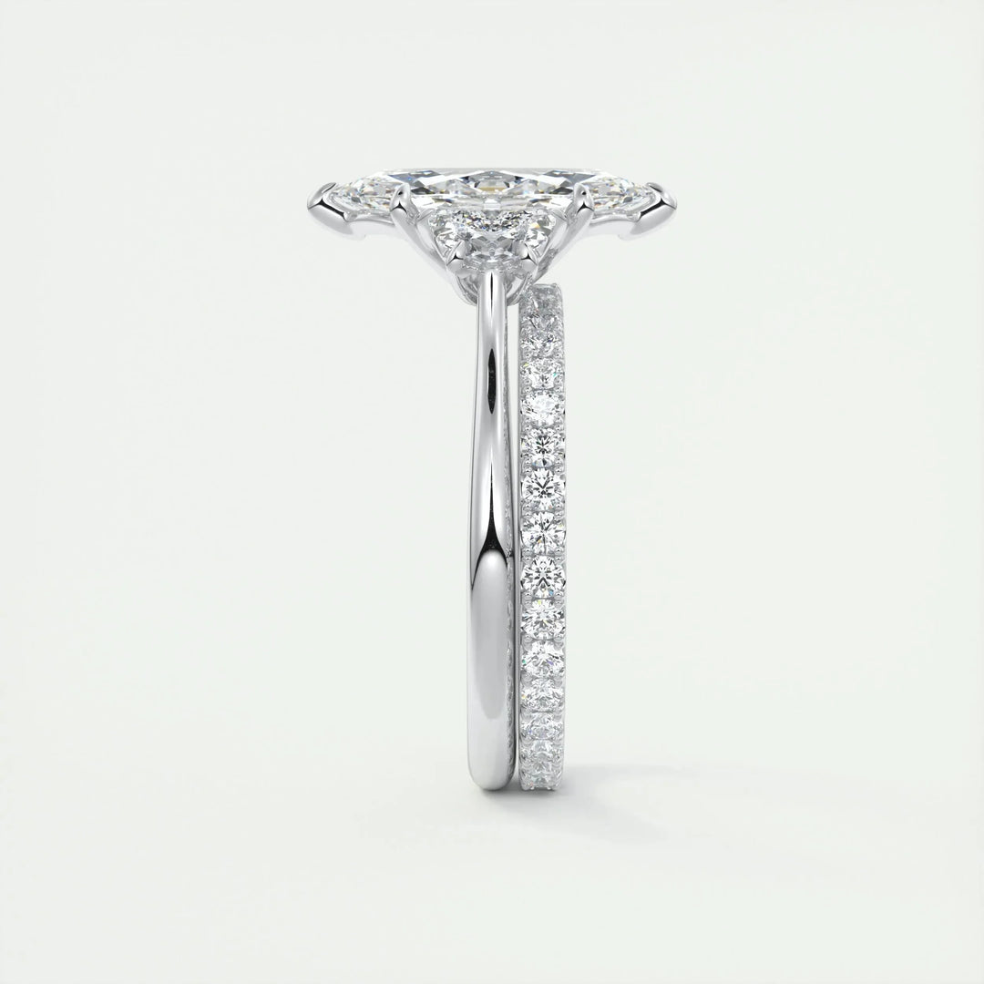 1.98 CT Marquise Cut Three Stone Moissanite Engagement Ring