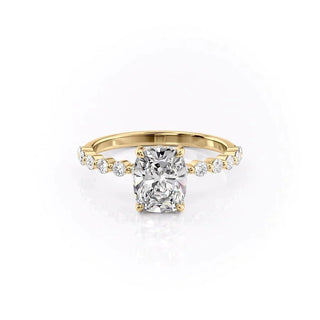 2.0CT Elongated Cushion Cut Hidden Halo Moissanite Engagement Ring