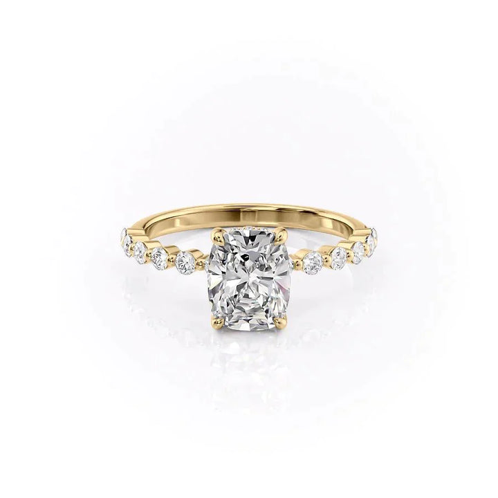 2.0CT Elongated Cushion Cut Hidden Halo Moissanite Engagement Ring