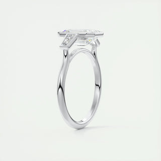 2.30 CT Emerald Cut Bezel 3 Stone Moissanite Engagement Ring