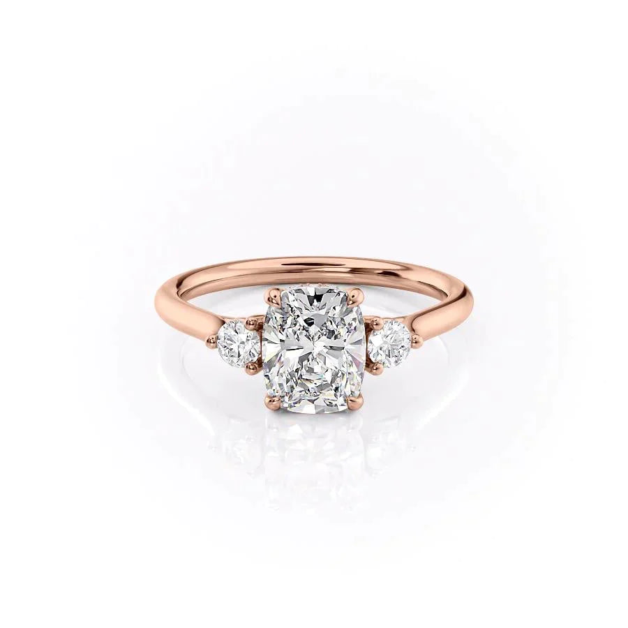 2.0CT Elongated Cushion Cut Three Stone Moissanite Engagement Ring