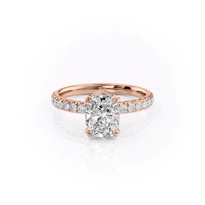 2.0CT Elongated Cushion Cut Hidden Halo Moissanite Engagement Ring