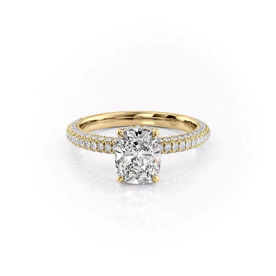 2.0CT Elongated Cushion Cut Hidden Halo Moissanite Engagement Ring