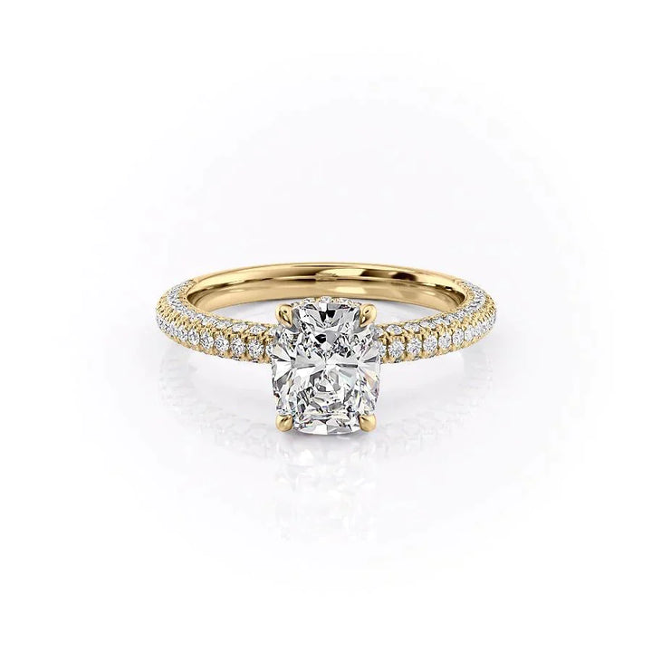 2.0CT Elongated Cushion Cut Hidden Halo Moissanite Engagement Ring