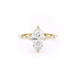 1.58CT Marquise Cut Solitaire Pave Setting Moissanite Engagement Ring