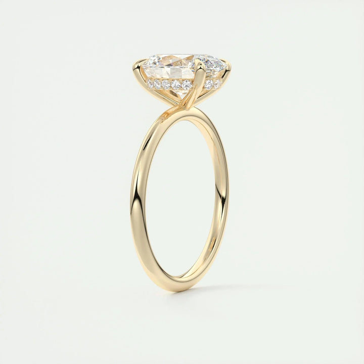 1.91 CT Oval Solitaire Hidden Halo Moissanite Engagement Ring