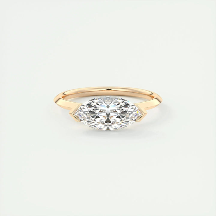 1.98CT Marquise Half Bezel Solitaire Moissanite Engagement Ring