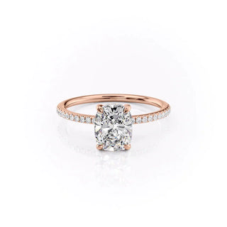 2.0CT Elongated Cushion Cut Hidden Halo Moissanite Engagement Ring