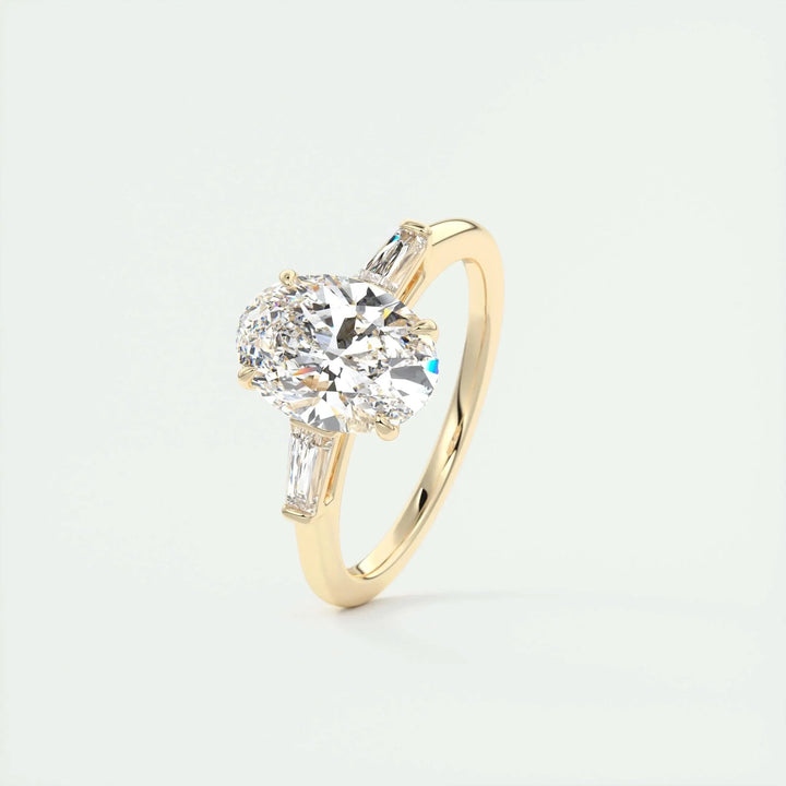 1.91 CT Oval Cut Three Stone Moissanite Engagement Ring