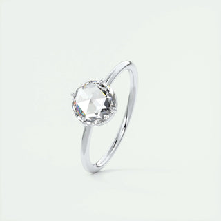 1.19 CT Round Rose Cut Solitaire Moissanite Engagement Ring