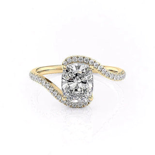 2.0CT Elongated Cushion Cut Solitaire Bypass Setting Moissanite Engagement Ring