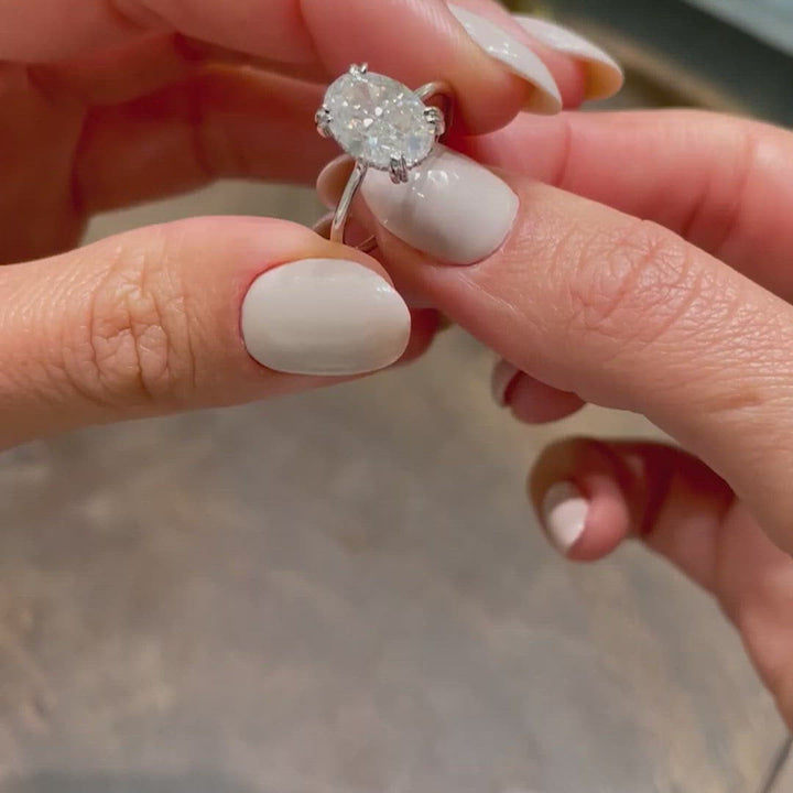 3.0ct Oval Cut Hidden Halo Moissanite Diamond Engagement Ring