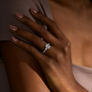 2.10CT Oval Diamond 3 Stone Moissanite Engagement Ring