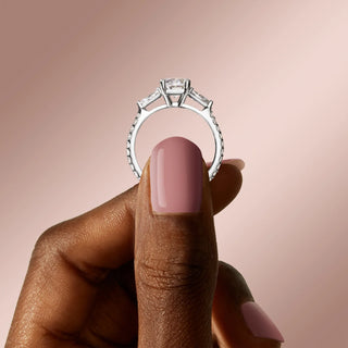 2.10CT Oval Diamond 3 Stone Moissanite Engagement Ring