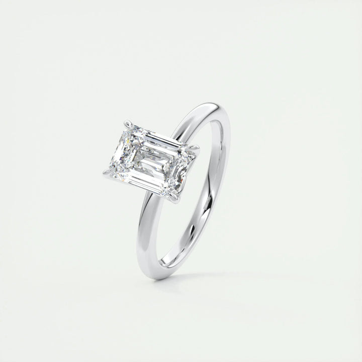 1.91 CT Emerald Cut Solitaire Moissanite Engagement Ring
