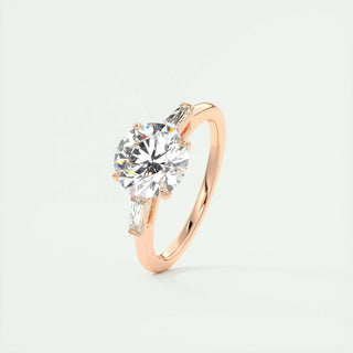 2.0 CT Round Cut Three Stone Moissanite Engagement Ring