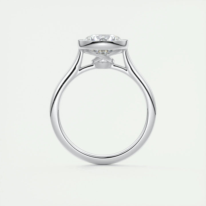 2.0 CT Round Bezel Solitaire Moissanite Engagement Ring