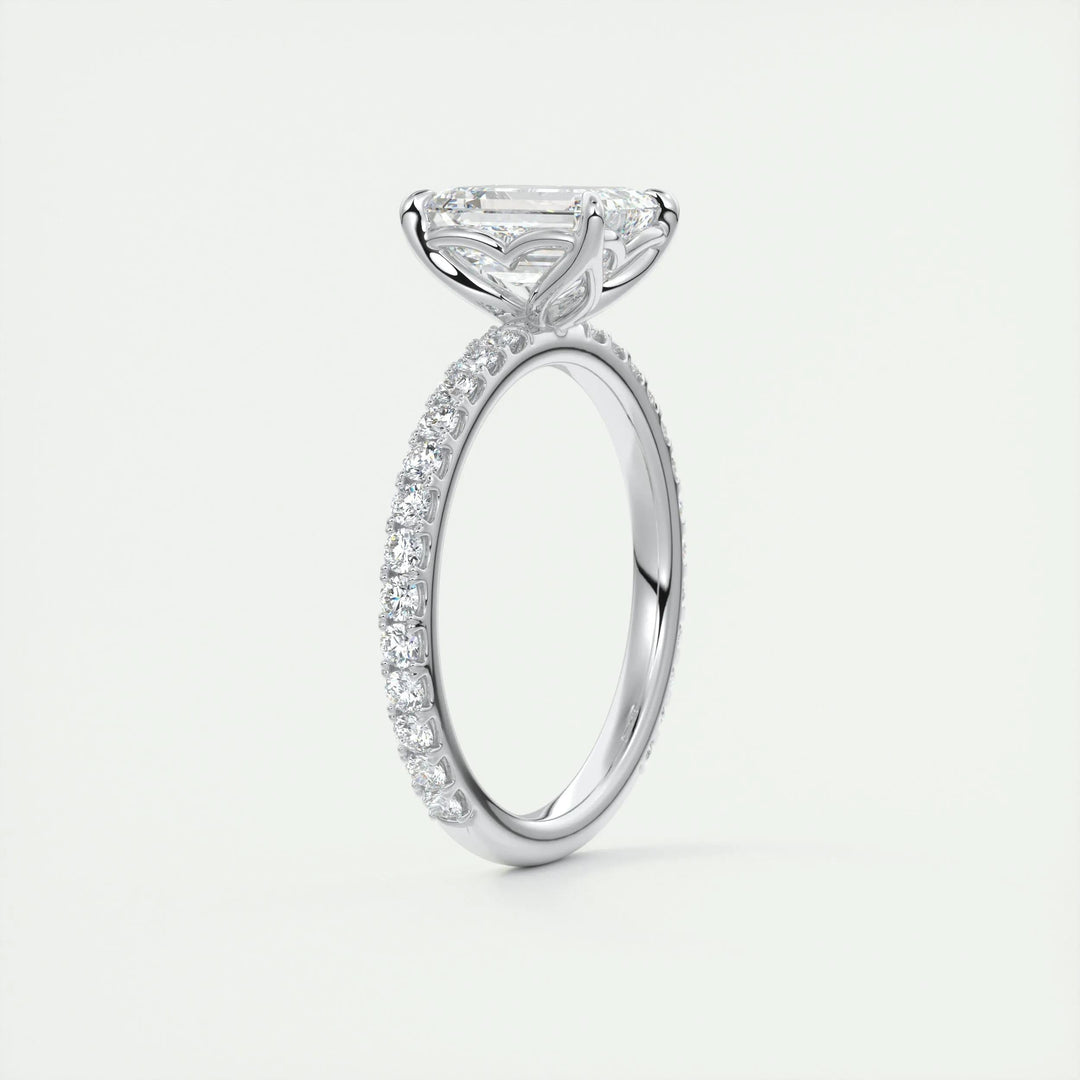 1.75ct Emerald F- VS1 Diamond Pave Engagement Ring