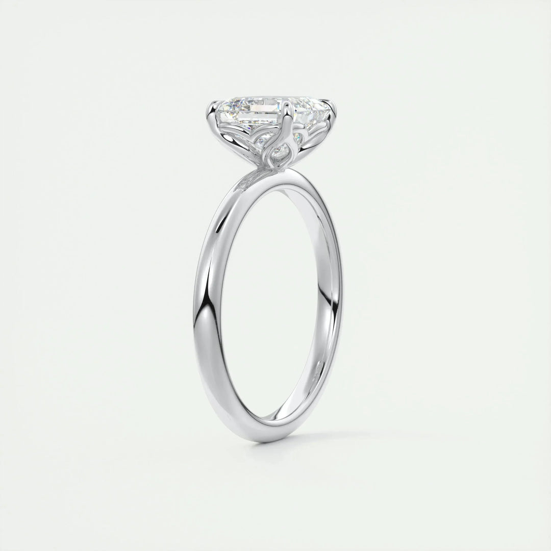2.03CT Asscher Cut Solitaire Moissanite Engagement Ring