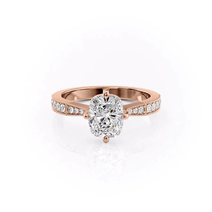 2.0CT Elongated Cushion Cut Solitaire Channel Pave Moissanite Engagement Ring