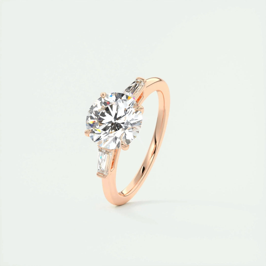 2.0 CT Round Cut Three Stone Moissanite Engagement Ring