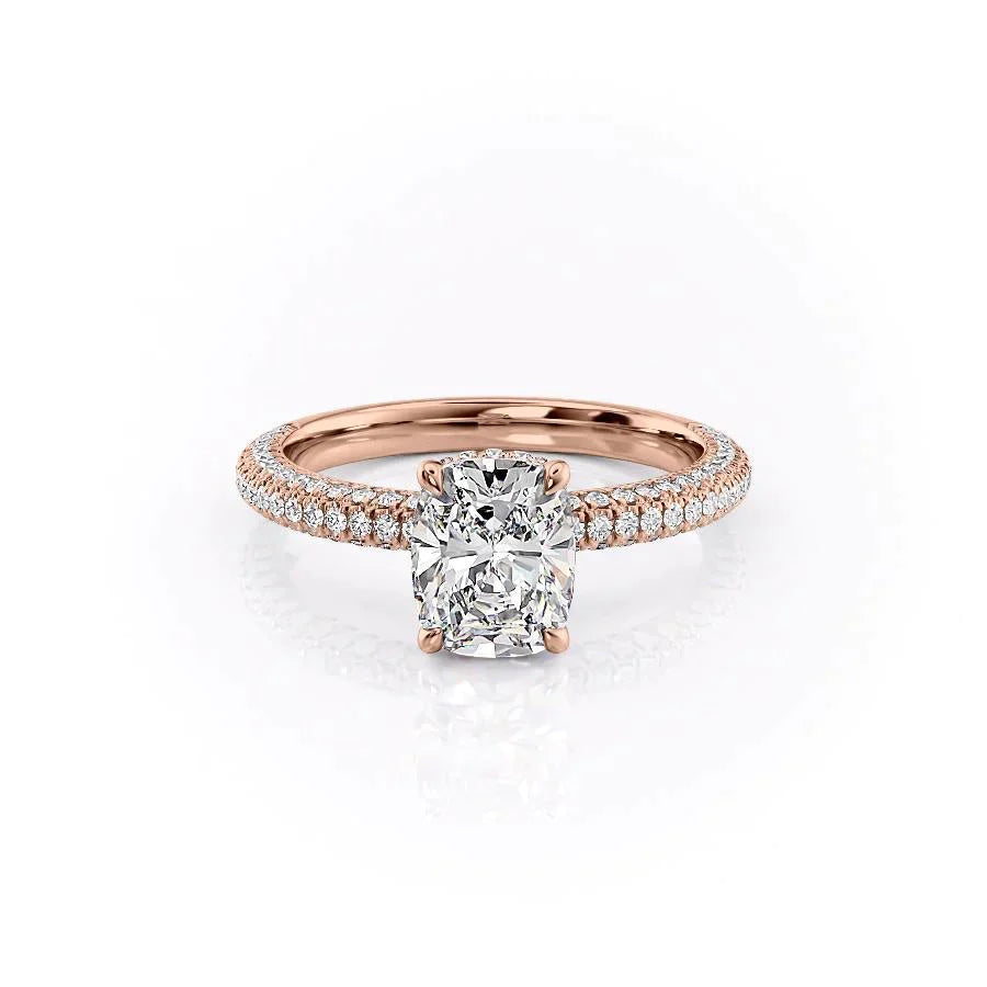 2.0CT Elongated Cushion Cut Hidden Halo Moissanite Engagement Ring