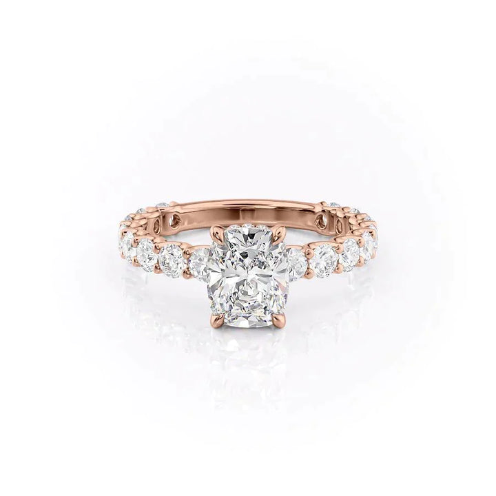 2.0CT Elongated Cushion Cut Hidden Halo Pave Moissanite Engagement Ring