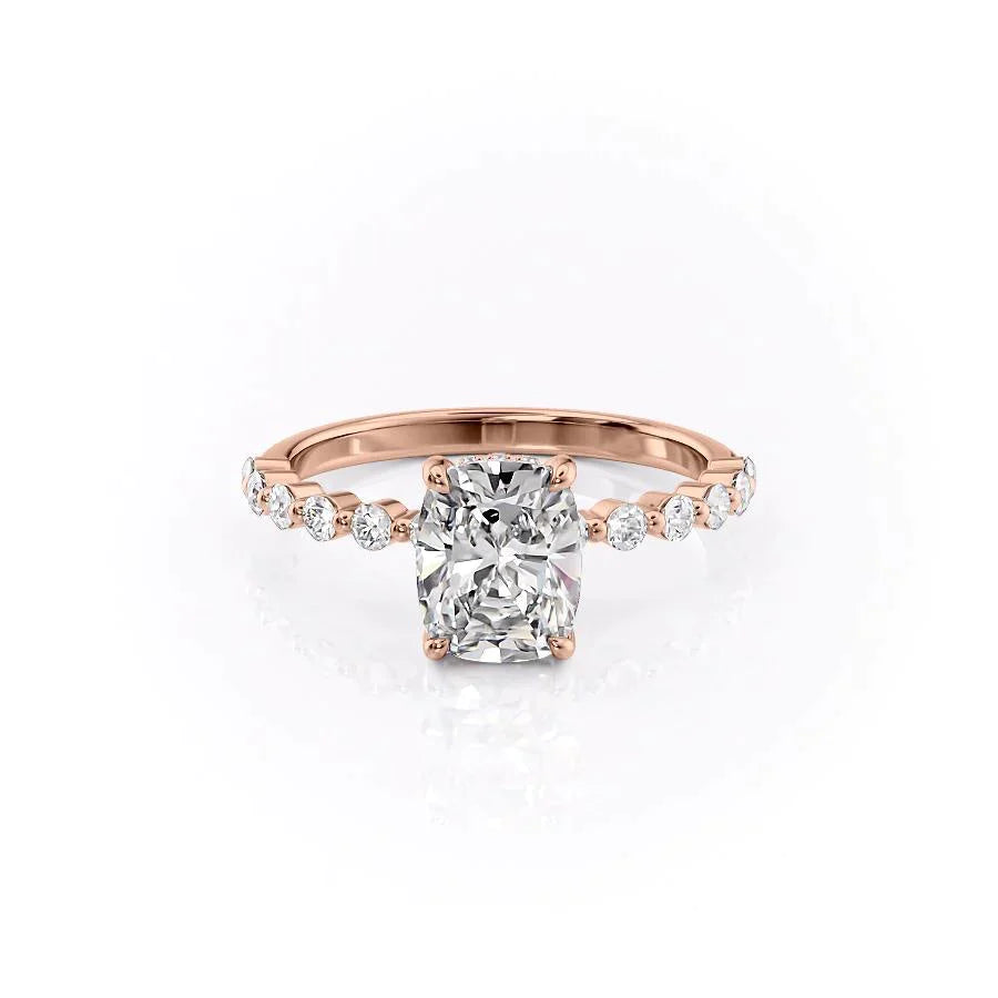 2.0CT Elongated Cushion Cut Hidden Halo Moissanite Engagement Ring