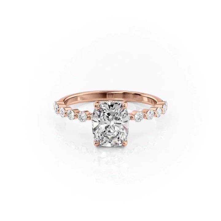2.0CT Elongated Cushion Cut Hidden Halo Moissanite Engagement Ring